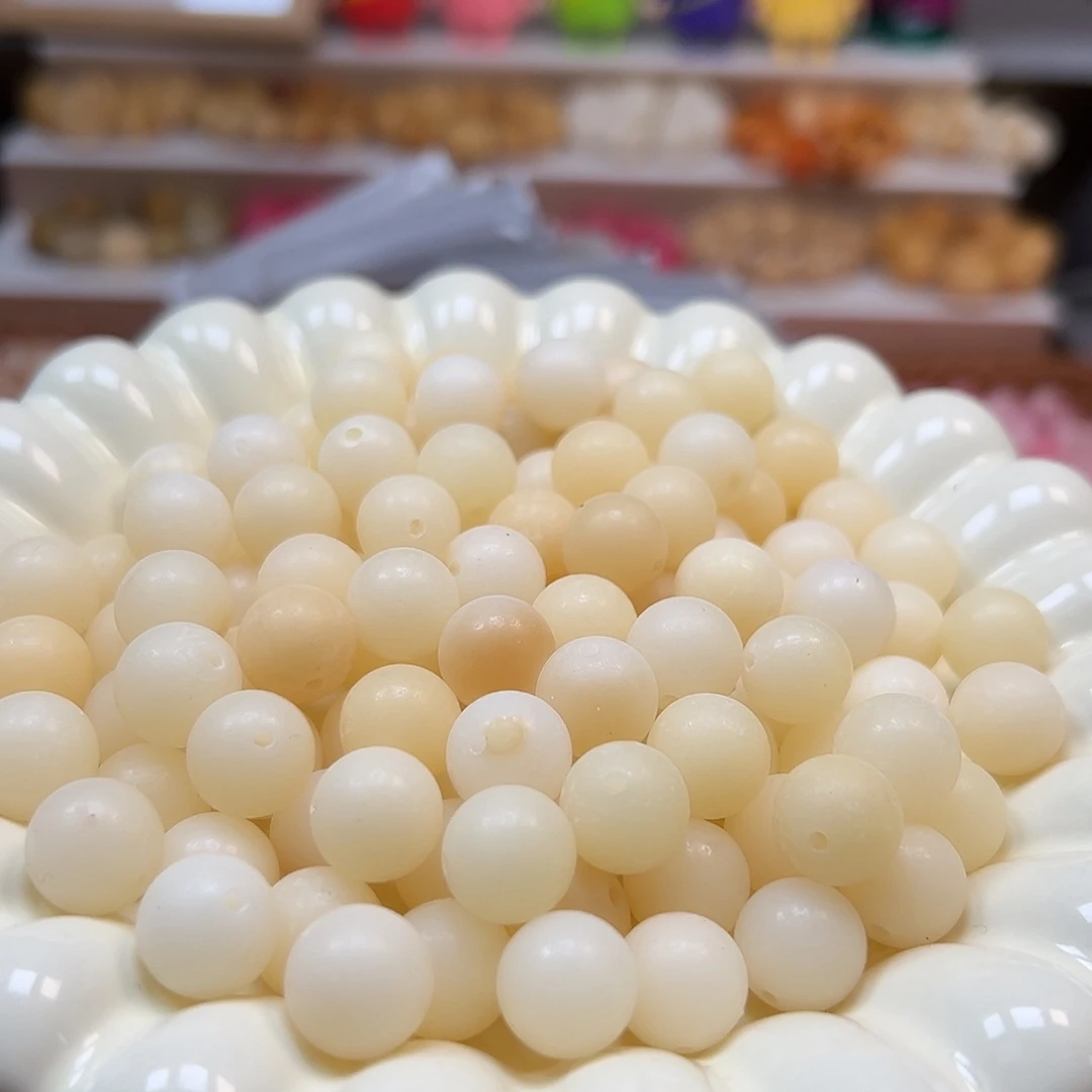 手串菩提根/象牙果微瑕卡12奶白圆1000颗