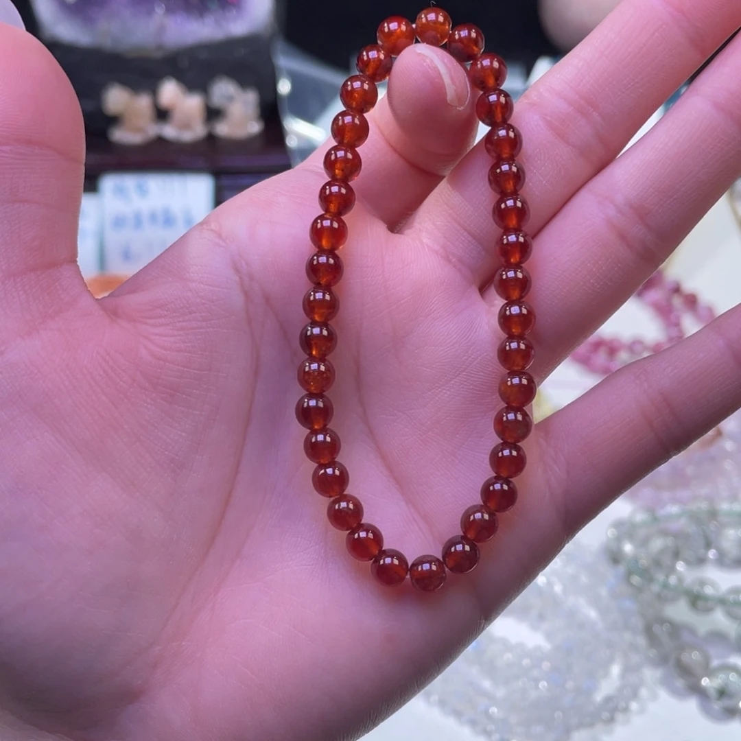 未镶嵌手链水晶橙红石榴石5+