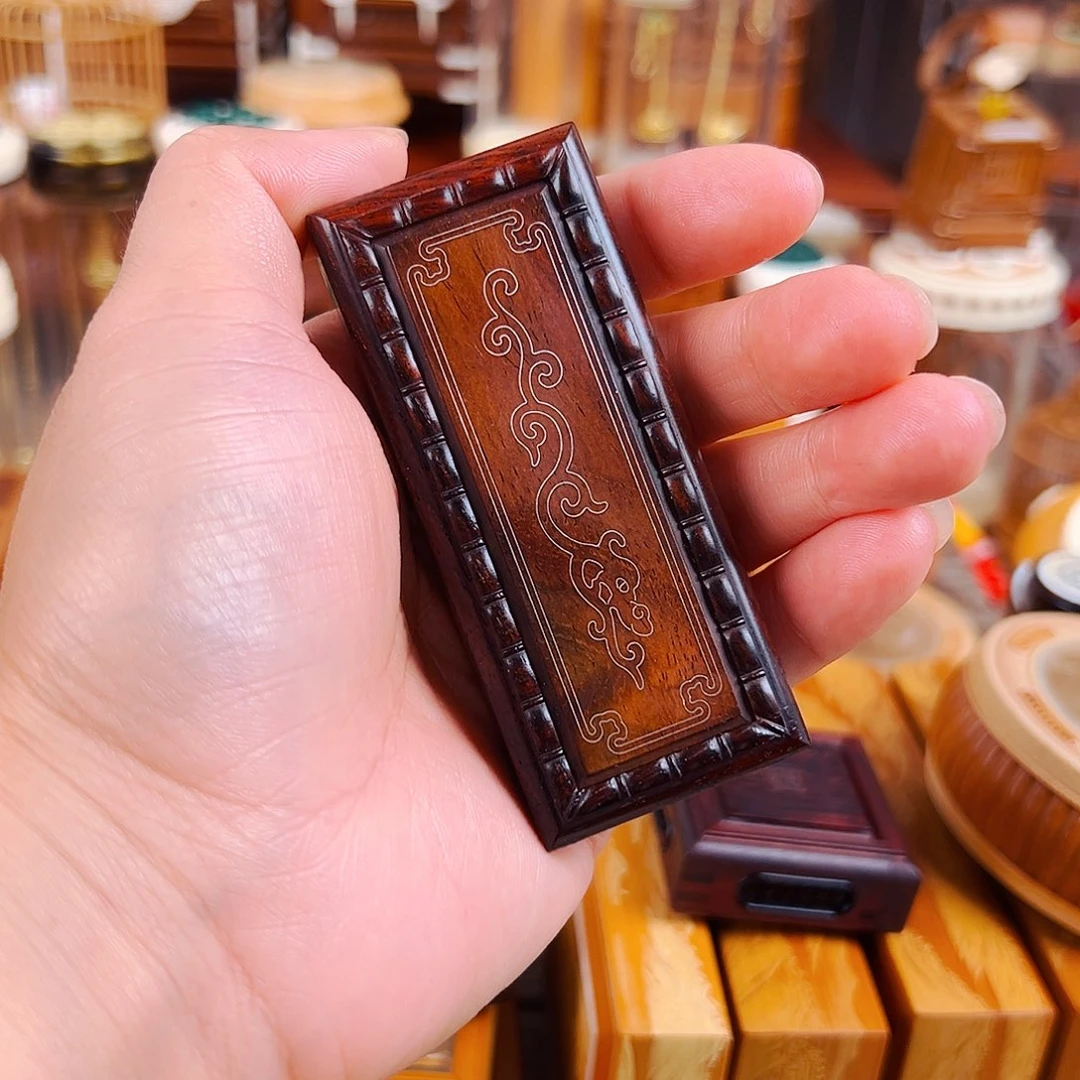 竹老红木镶嵌龙形银丝黄蛉盒➕大黄蛉