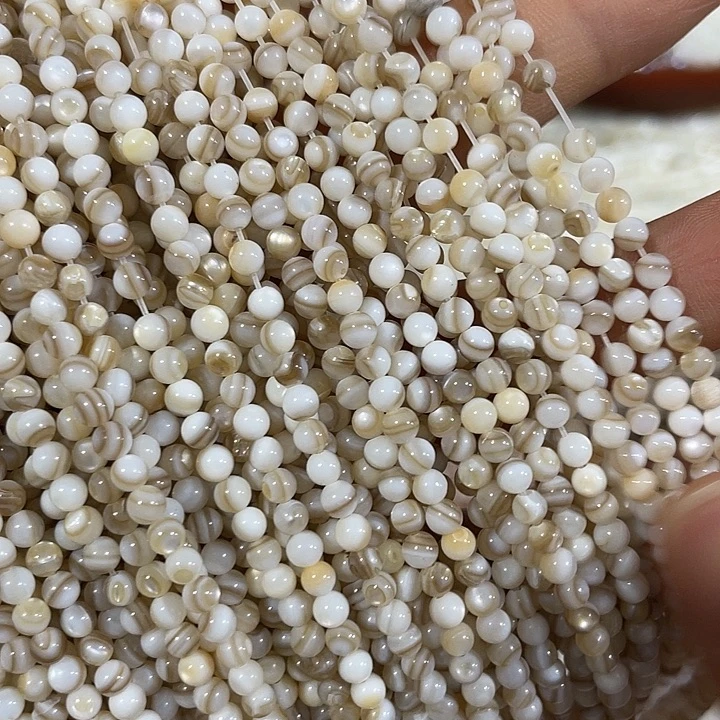 玛瑙/玉髓合金珠宝半成品4条3mm蚕丝贝圆珠