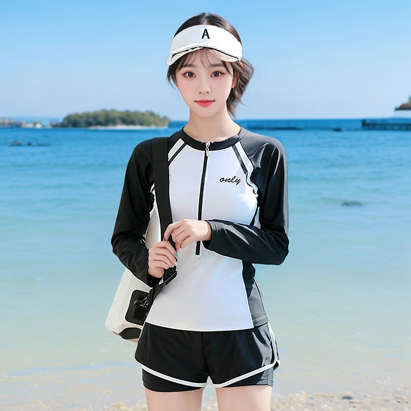 Kimmumy运动风泳衣女分体学生保守遮肚显瘦平角裤大码夏日泡温泉2