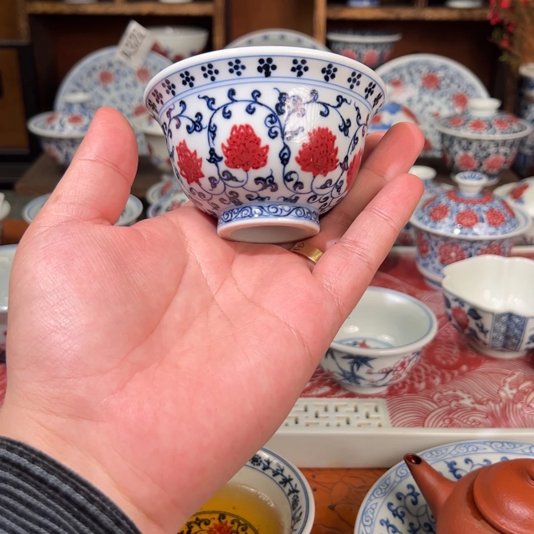 景德镇高温原矿釉里红手绘