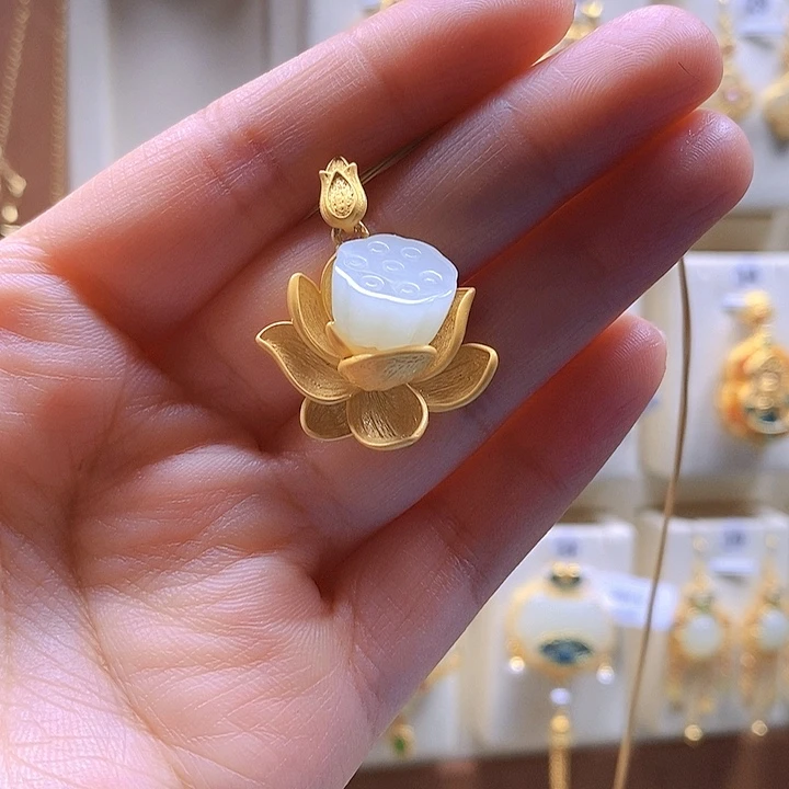 和田玉颈饰银S925镶嵌