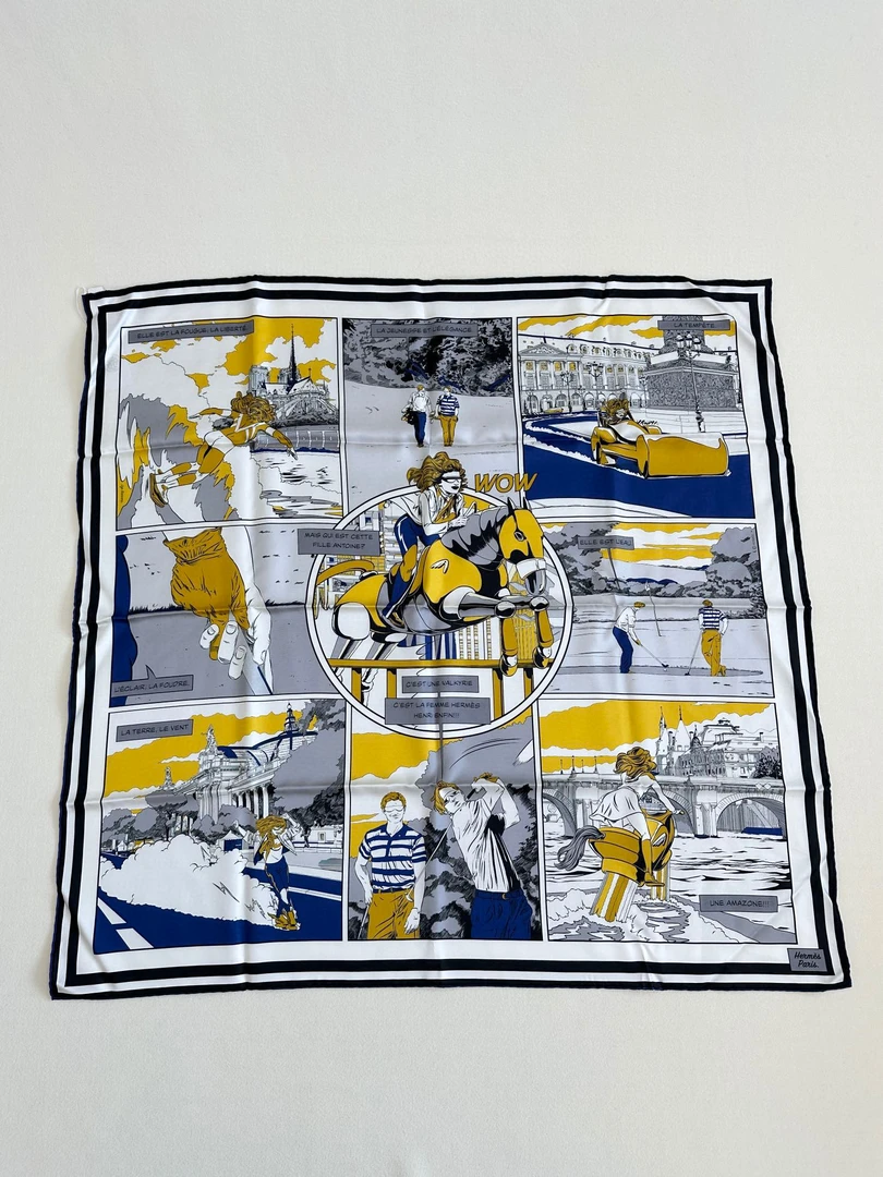 未使用 Hermes/爱马仕 爱马仕 100%桑蚕丝双面90*90丝巾专柜5200