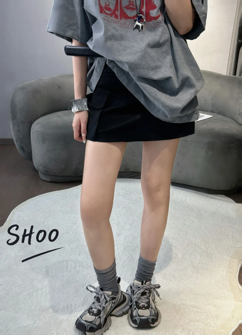 SHOO叁禾 工装soul 美式复古半身裙女高腰短裙辣妹a字包臀裙