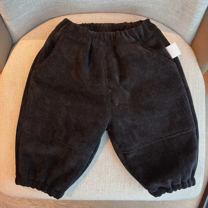 【口袋加绒裤 小乐妈咪】男女童喇叭款春装新款女宝裤子K22