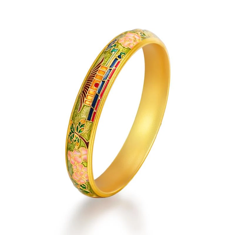 福满圆珠宝 足金 故宫满园春色手镯