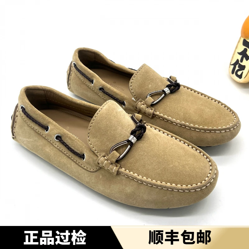 未使用 LouisVuitton/路易威登 黄色麂皮马衔扣舒适豆豆鞋 多尺码