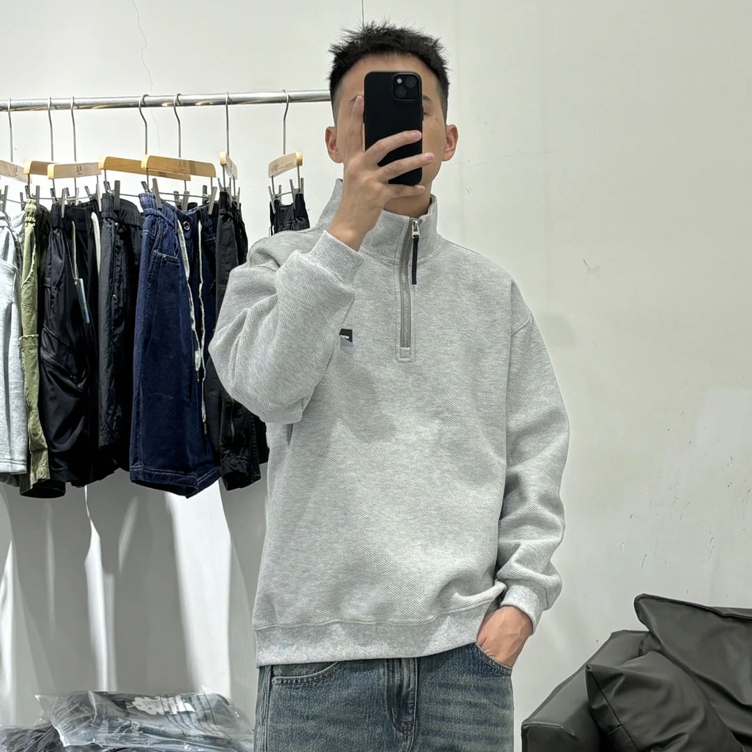 男士秋季高品质拉链刺绣立领卫衣韩版宽松连帽百搭3053