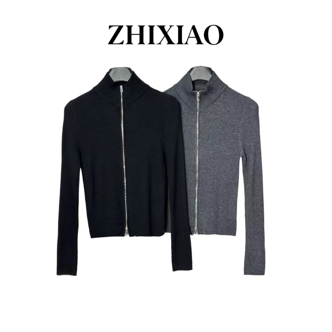 【ZHIXIAO】秋冬新款：拉链针织长袖上衣TR1020
