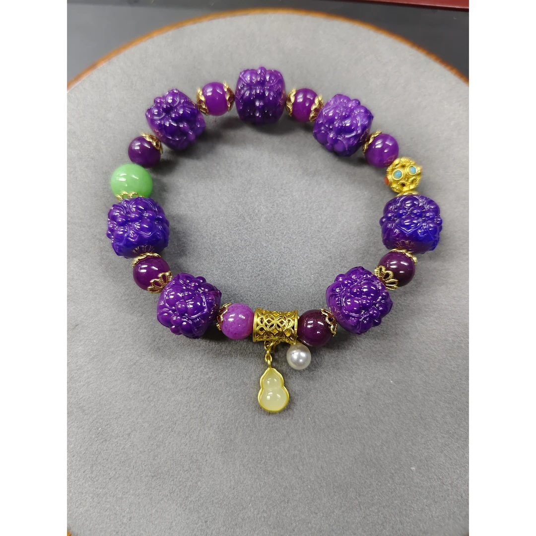 A107精品紫色卡14mm雕刻款手串