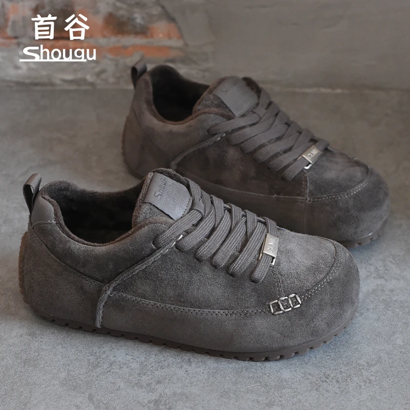 shougu/首谷2025冬季新款轻便加绒防滑软底德训鞋女保暖勃肯棉鞋