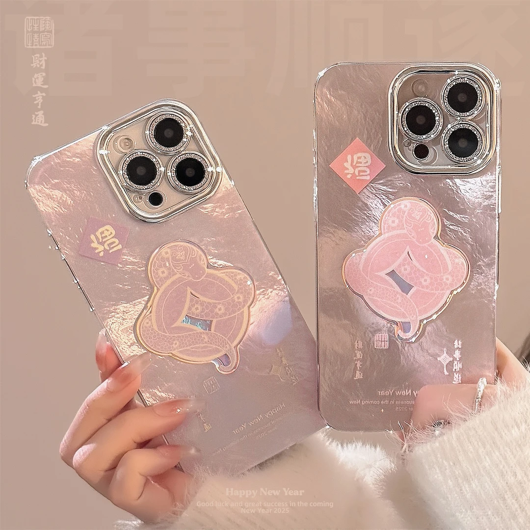镜头膜立体新年蛇铜钱适用16苹果15promax手机壳14国风13全包硬11