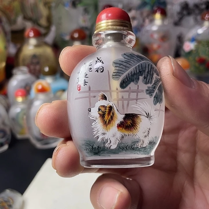 有机玻璃手工内画鼻烟壶生肖狗