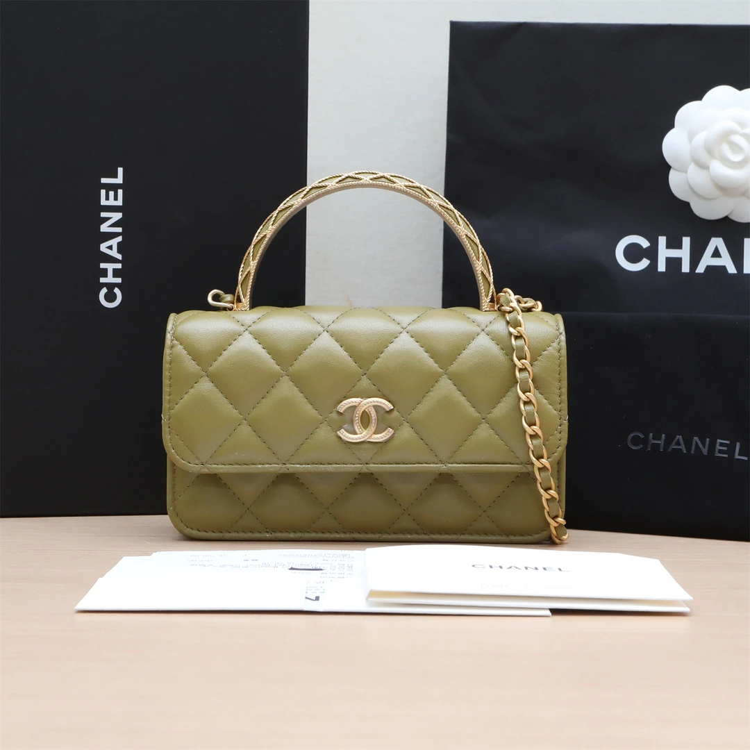 99新 Chanel/香奈儿 【念念特价】23A CF 口盖包 绿色 镭射标