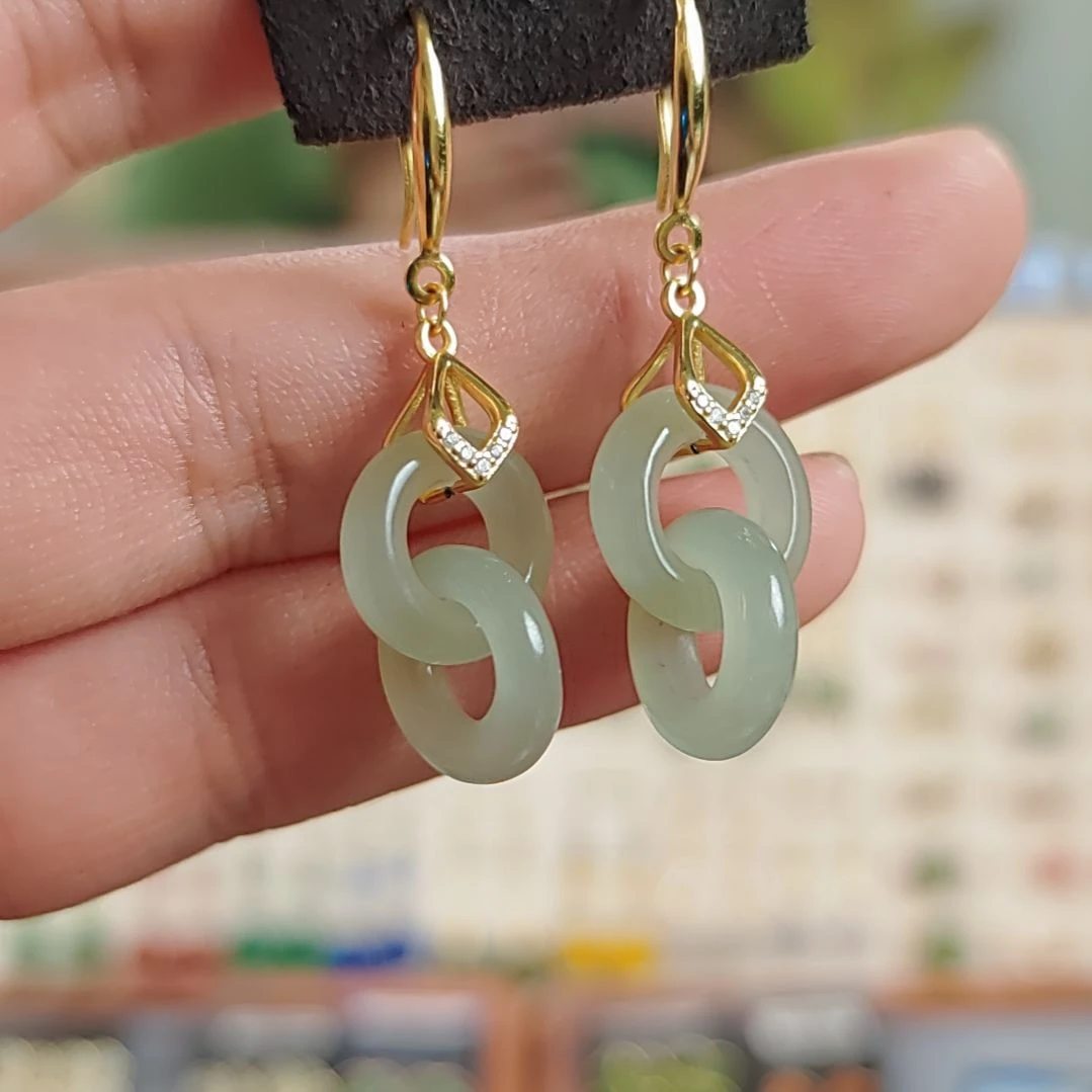 和田玉银S925镶嵌珠宝奇石石*