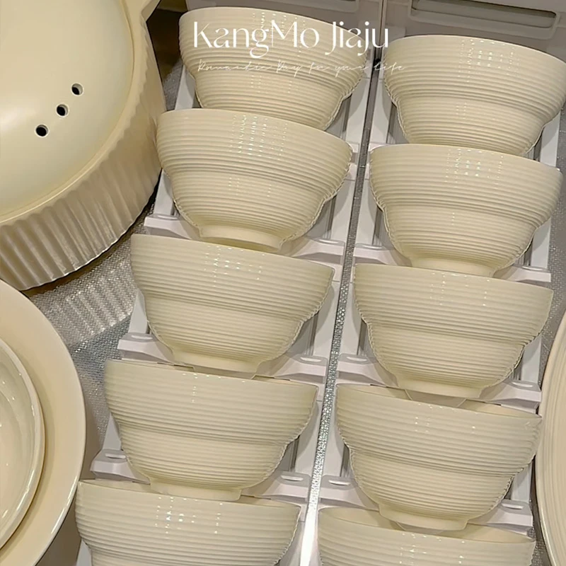 2025新款陶瓷碗盘餐具一套家庭用乔迁之喜餐具套装奶白流影