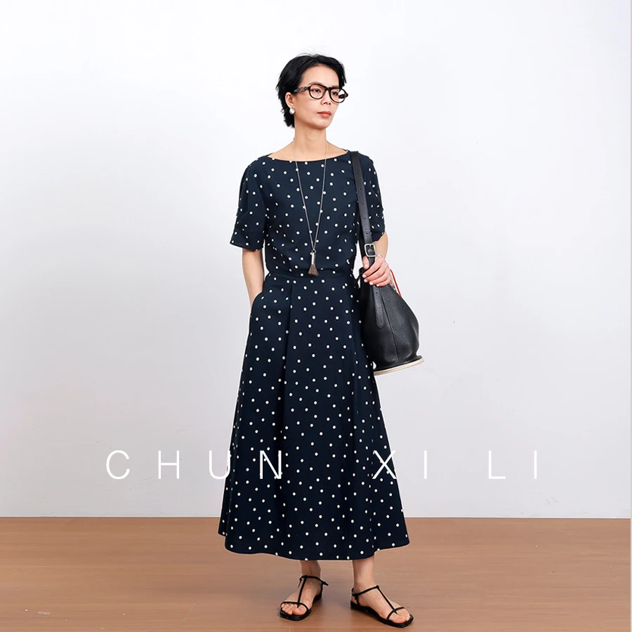 【波尔佩罗】CHUNXILI/春熙里 气质波点收腰连衣裙D04L51010