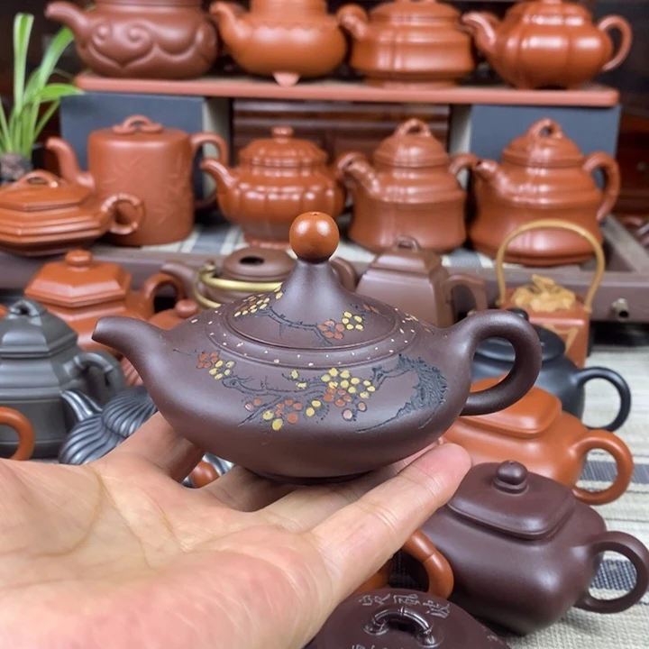 紫砂茶壶一品红150-260cc原矿老紫泥特价