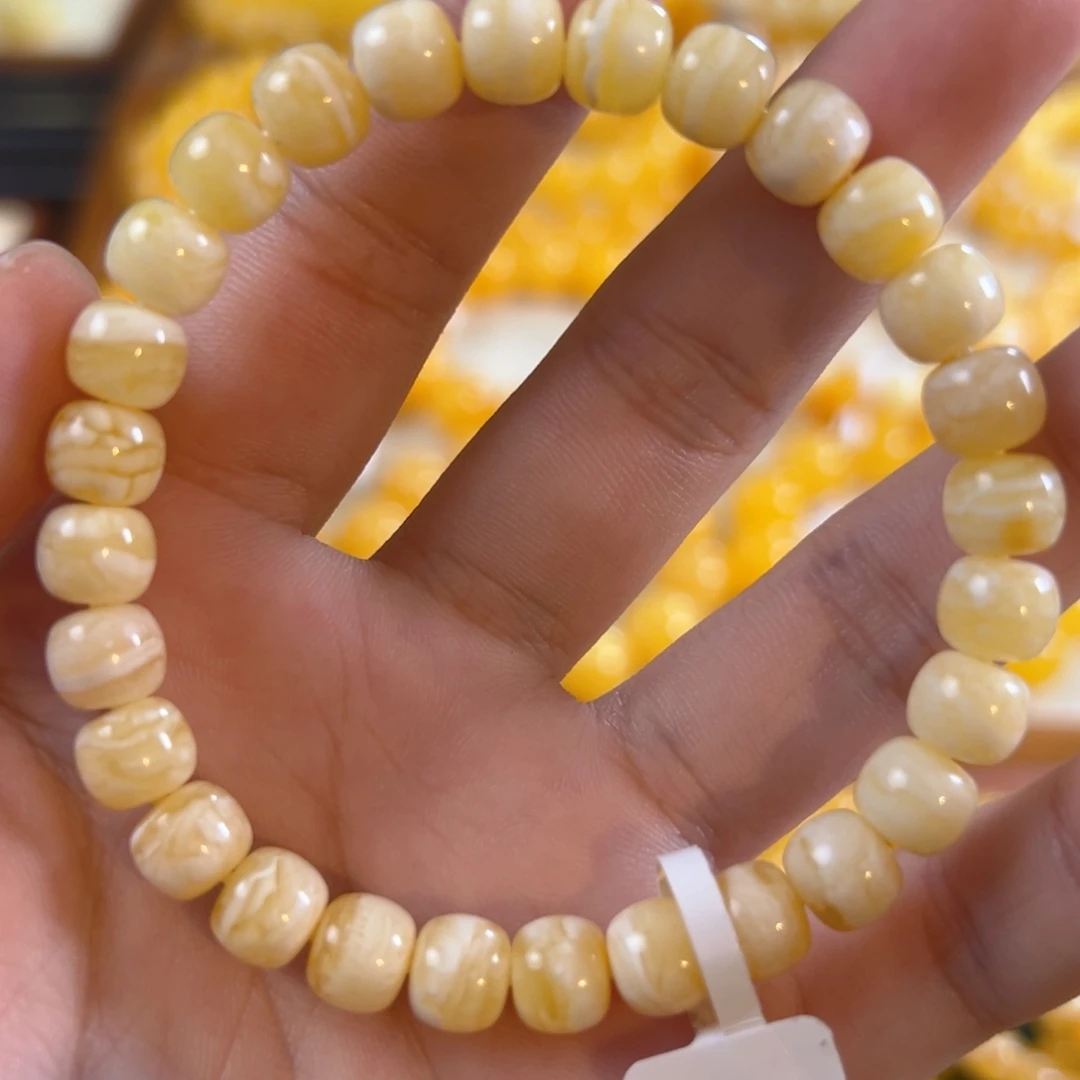手链琥珀未镶嵌8.21g俄料虎皮纹8mm zuo