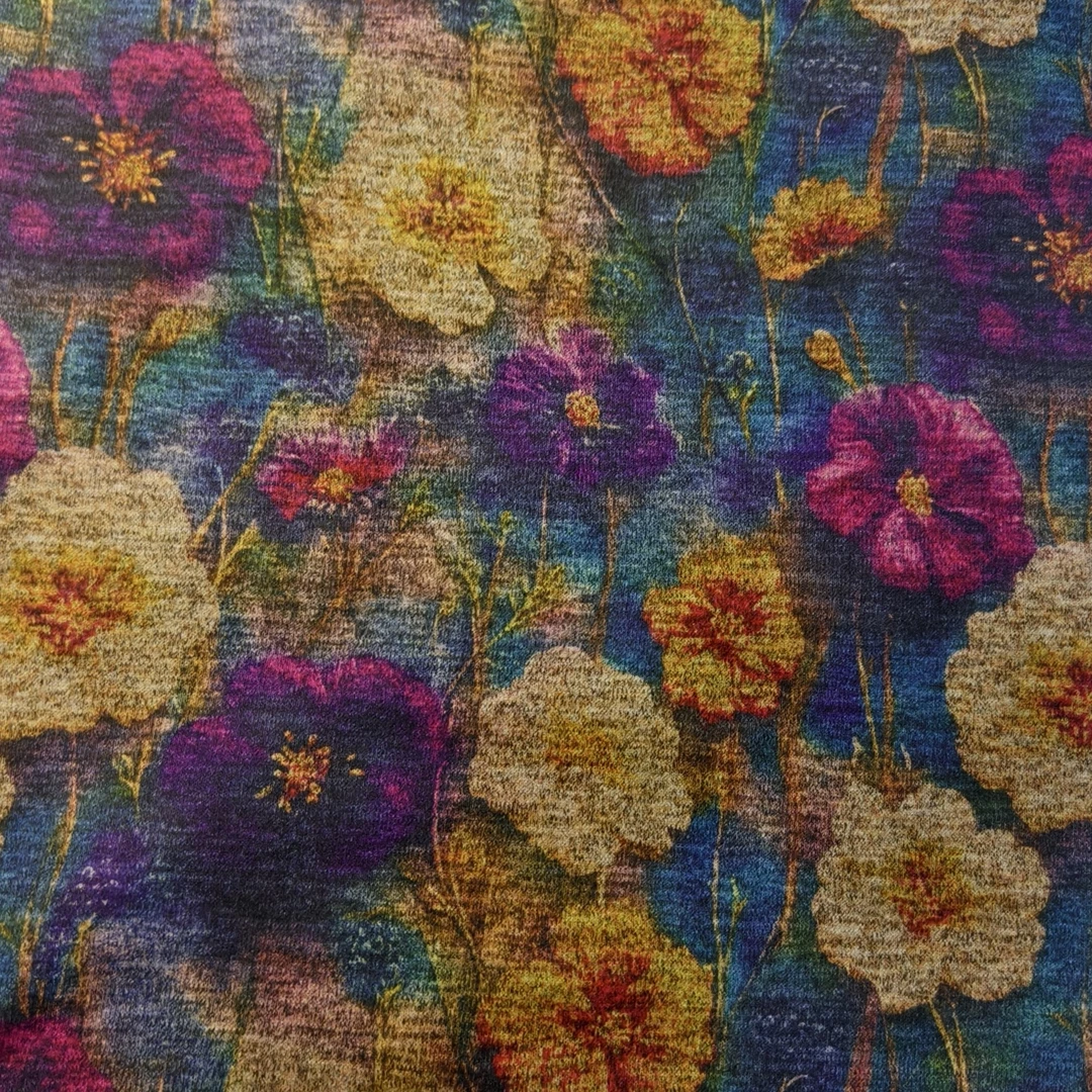 秋冬星空绒紫色花加厚保暖打底衫秋冬时尚内搭长袖上衣洋气面料