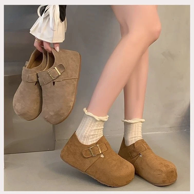 厚底内增高5cm勃肯鞋女外穿2025新款春秋季懒人复古百搭博肯鞋子