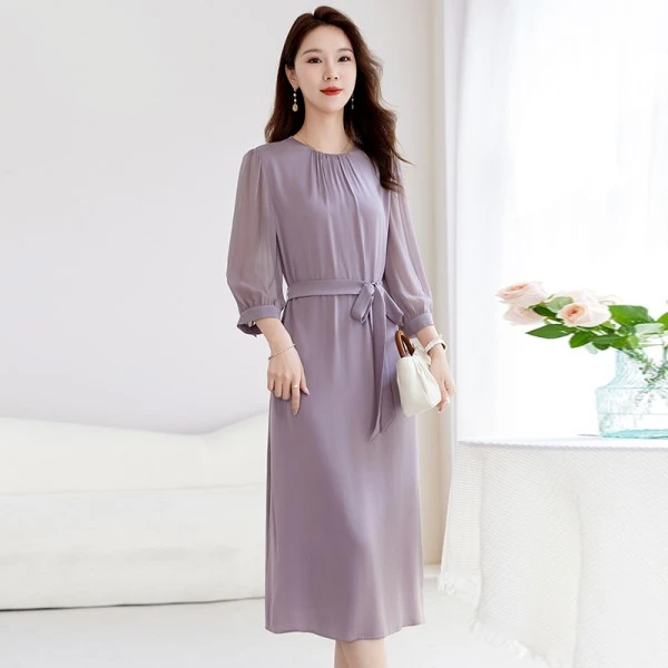 水墨佳人春夏新款桑蚕丝真丝气质轻奢女装连衣裙82599200