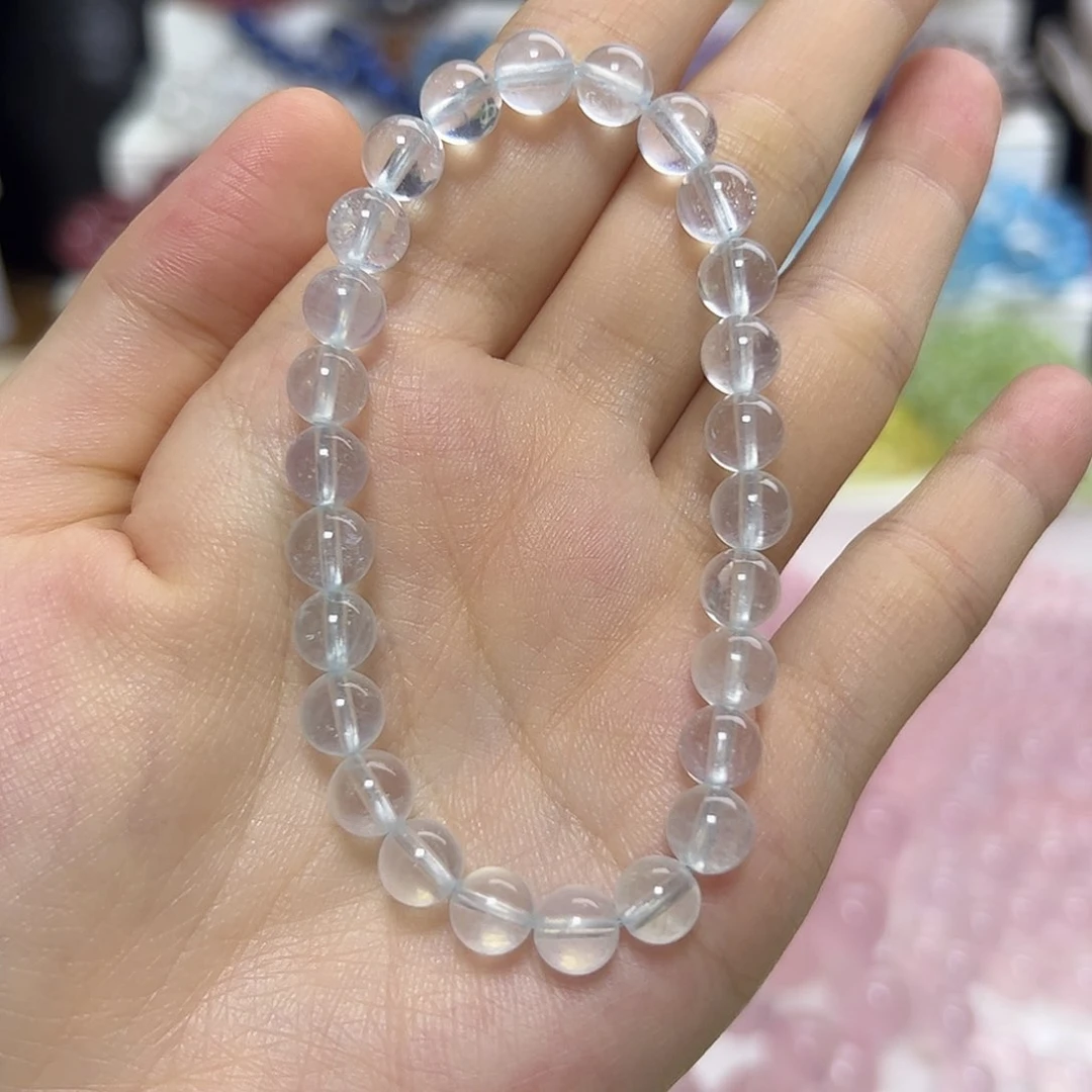 水晶手串未镶嵌伟***子海蓝宝7咪拍十次合一单 不带证