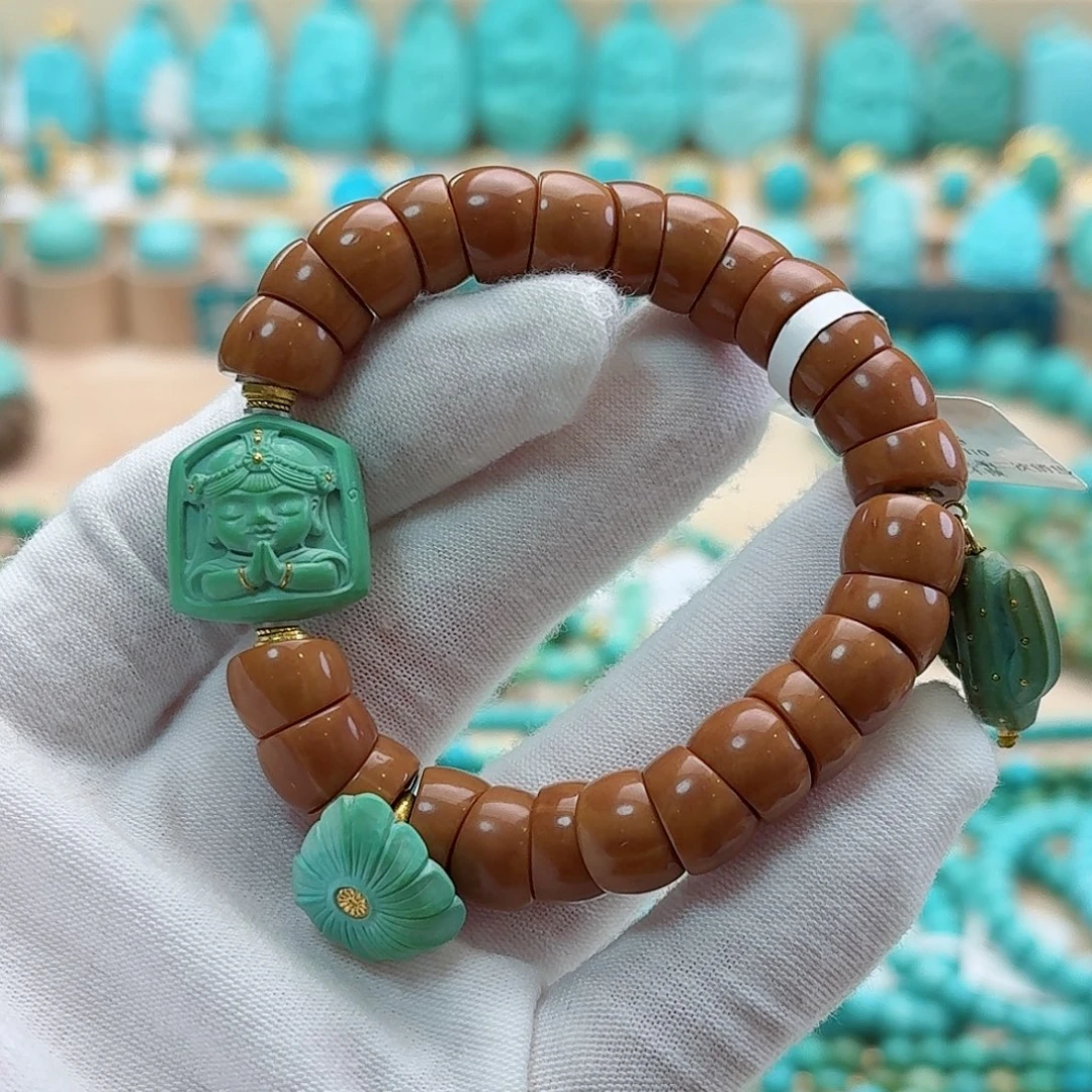 绿松石18K金镶嵌珠宝奇石