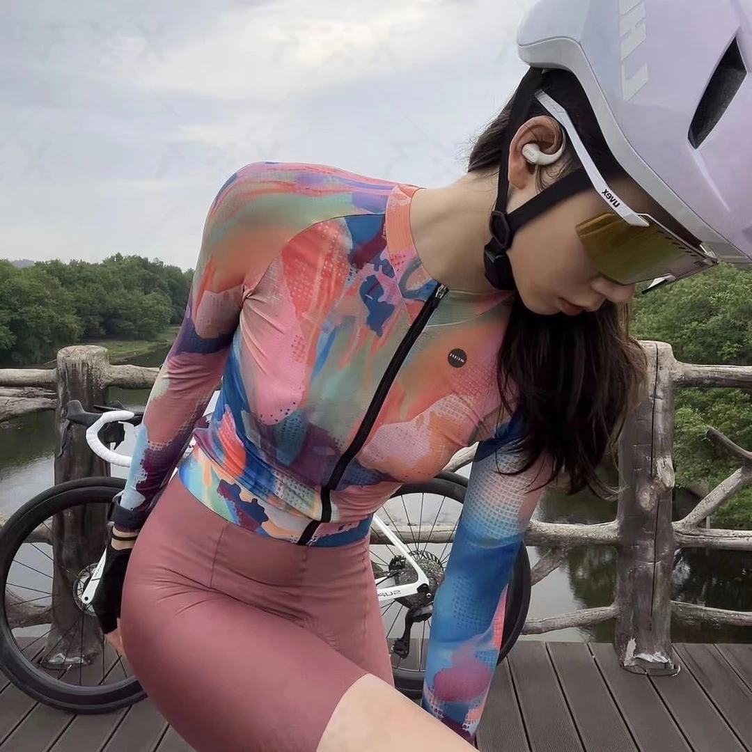 gobikful春秋长袖女款公路车单车透气速干防晒自行车骑行服梦彩系