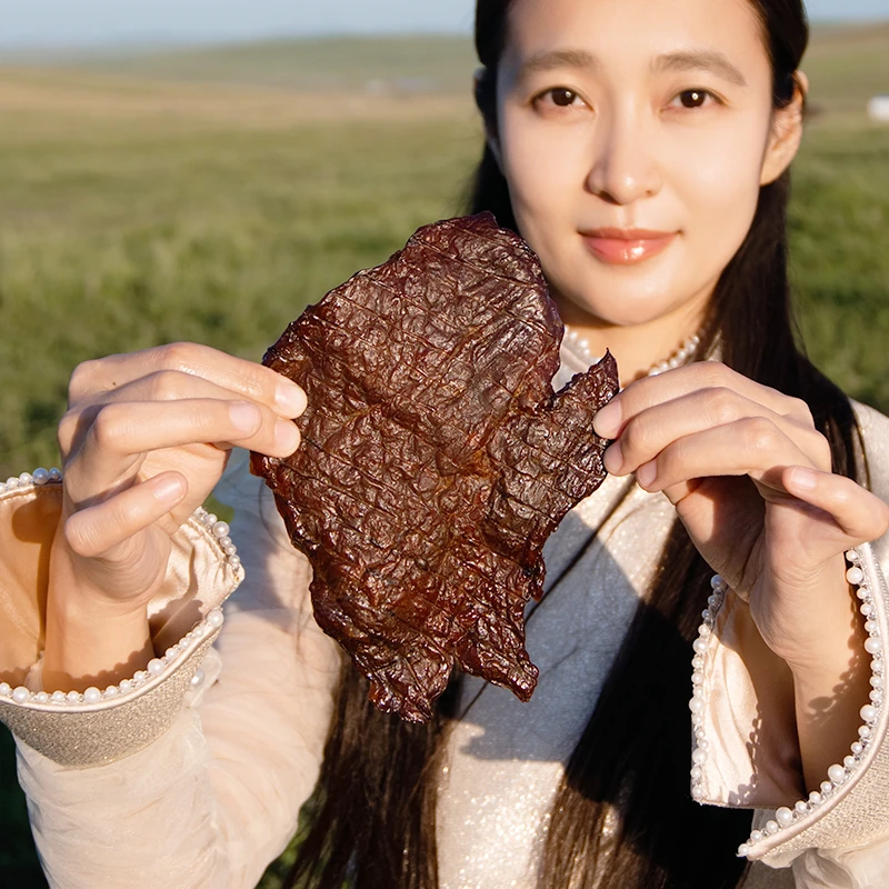 【新品上线】内蒙古原切大片风干碳烤手撕牛肉干八成干开袋即食特产