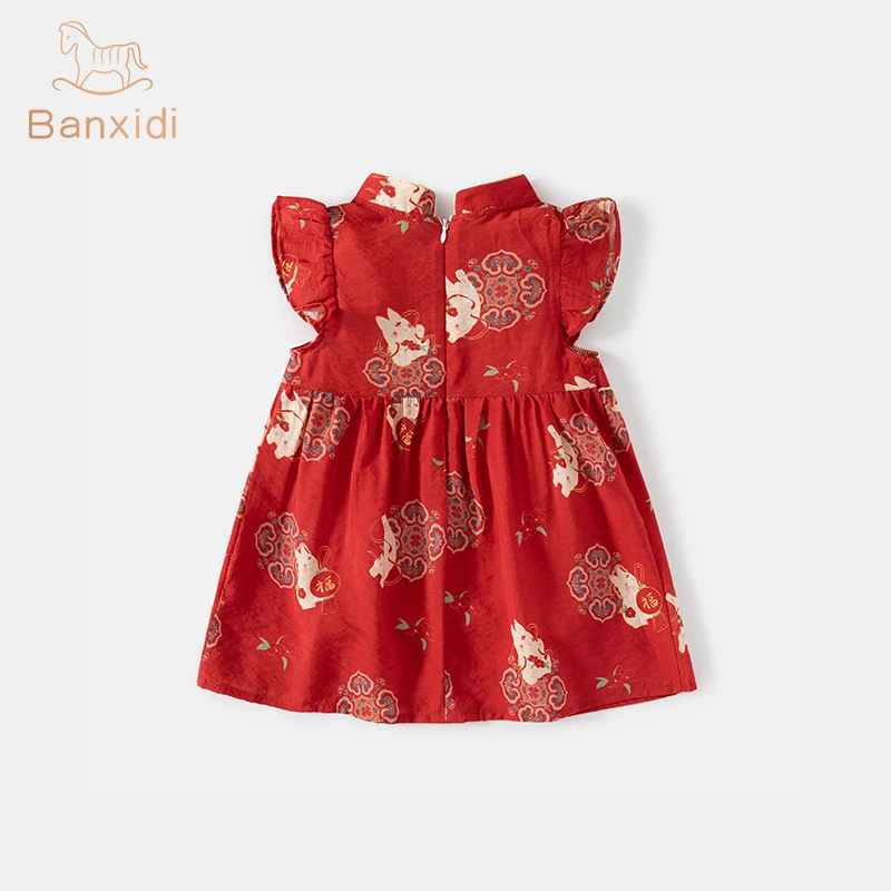 班喜迪汉服女童旗袍裙夏新款宝宝周岁礼服国风婴儿夏装儿童连衣裙