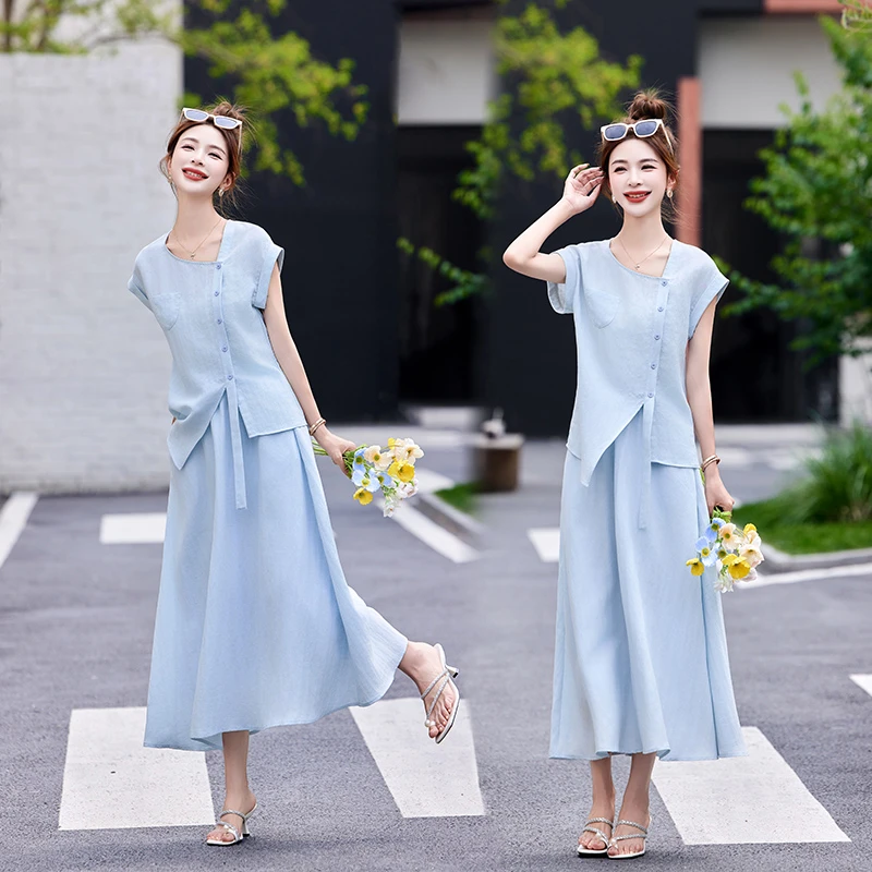 2025夏季新款时尚显瘦洋气减龄上衣半身裙两件套套装夏装裙子气质