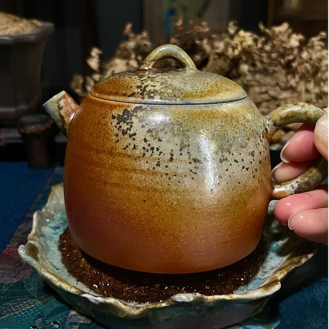 882号全手工玫瑰金泥柴烧茶壶家用复古陶瓷壶200-220ML