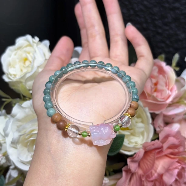 【晶澜月】K302天然A货翡翠设计款单圈手串 多样性发其一