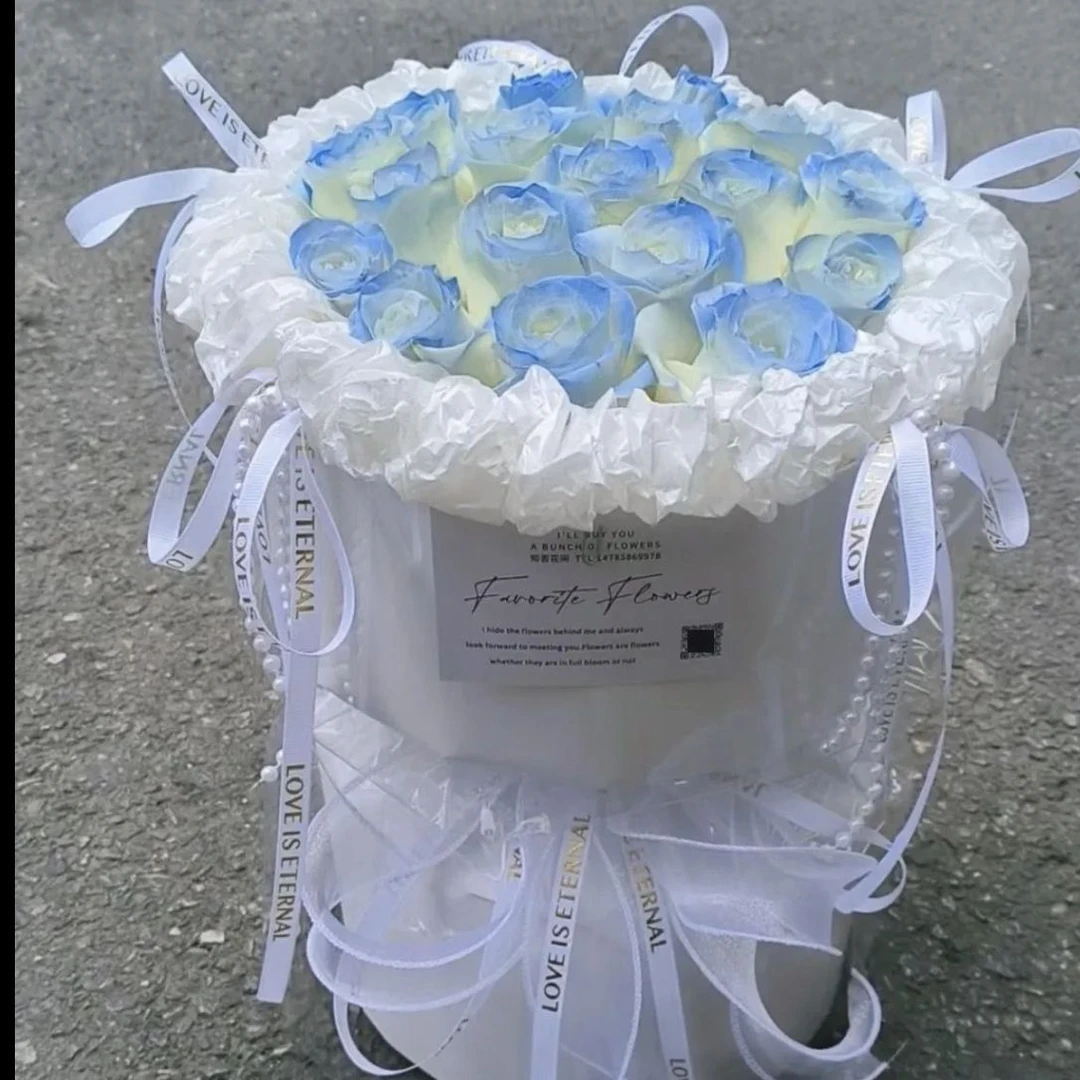 【浪漫星河】19支芭蕾款碎冰篮小香风玫瑰花束送女友送爱人生日表白情人节花束鲜花送花上门