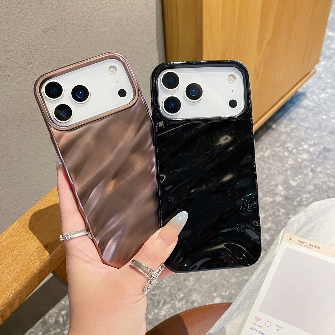 适用于iPhone全系列波浪纹简约个性防摔网红苹果16pro镜头全包壳
