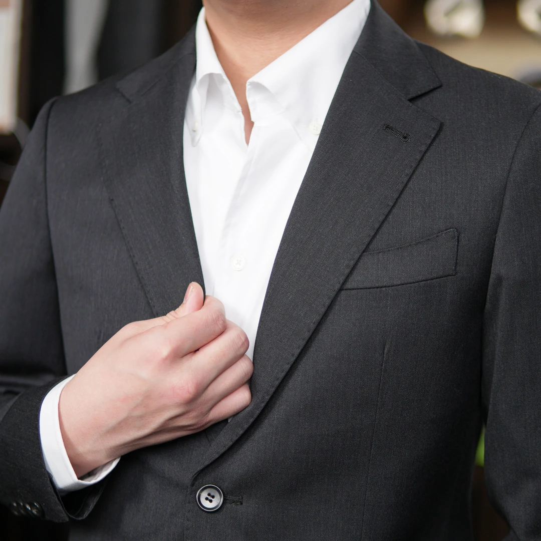 玛瑙灰进口全羊毛秋冬西服套装时尚商务休闲修身西装男士