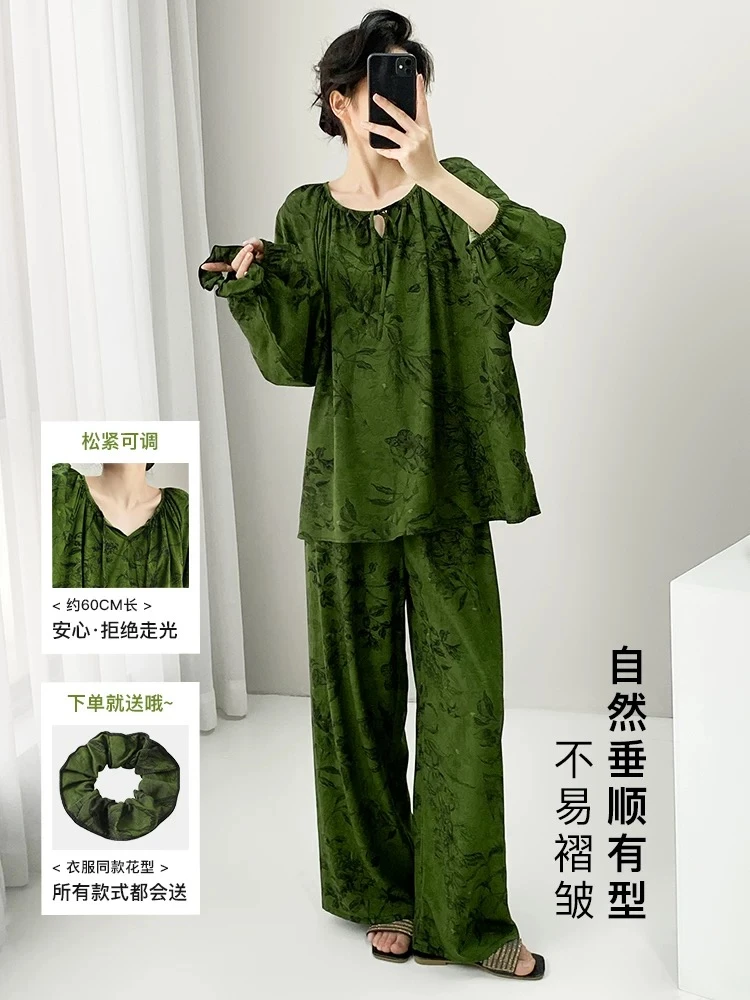 【花花家居服】棉绸睡衣年轻人大码夏季家居服7分裤一套工厂套装货