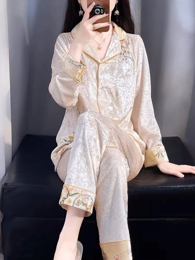 【丝绒】金枝玉叶新款女士丝绒长袖长裤套装