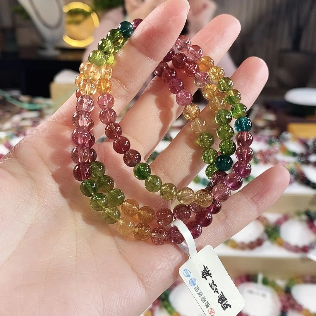 碧玺手串未镶嵌G2375三圈颜色微差