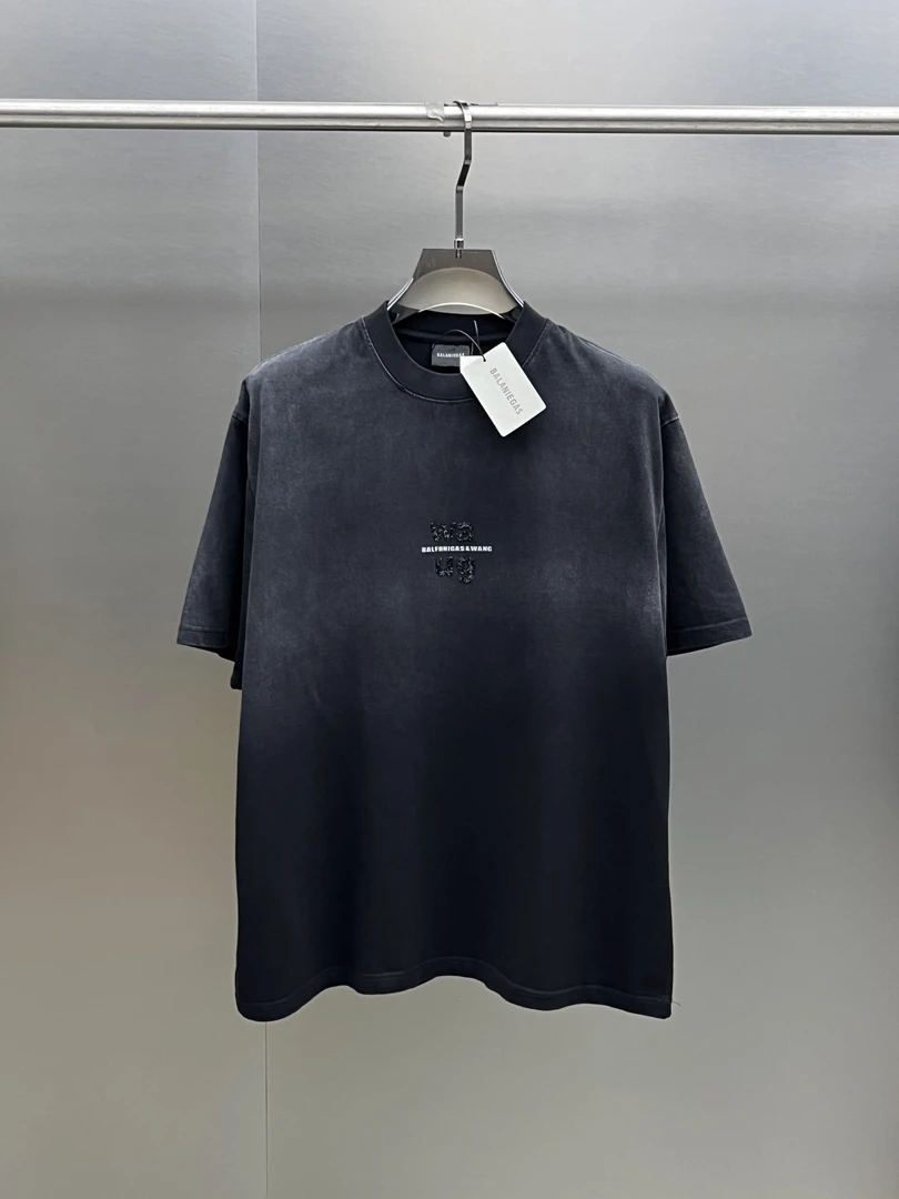 8245刺绣重工短袖t恤男女夏季潮牌重磅宽松情侣装上衣体恤