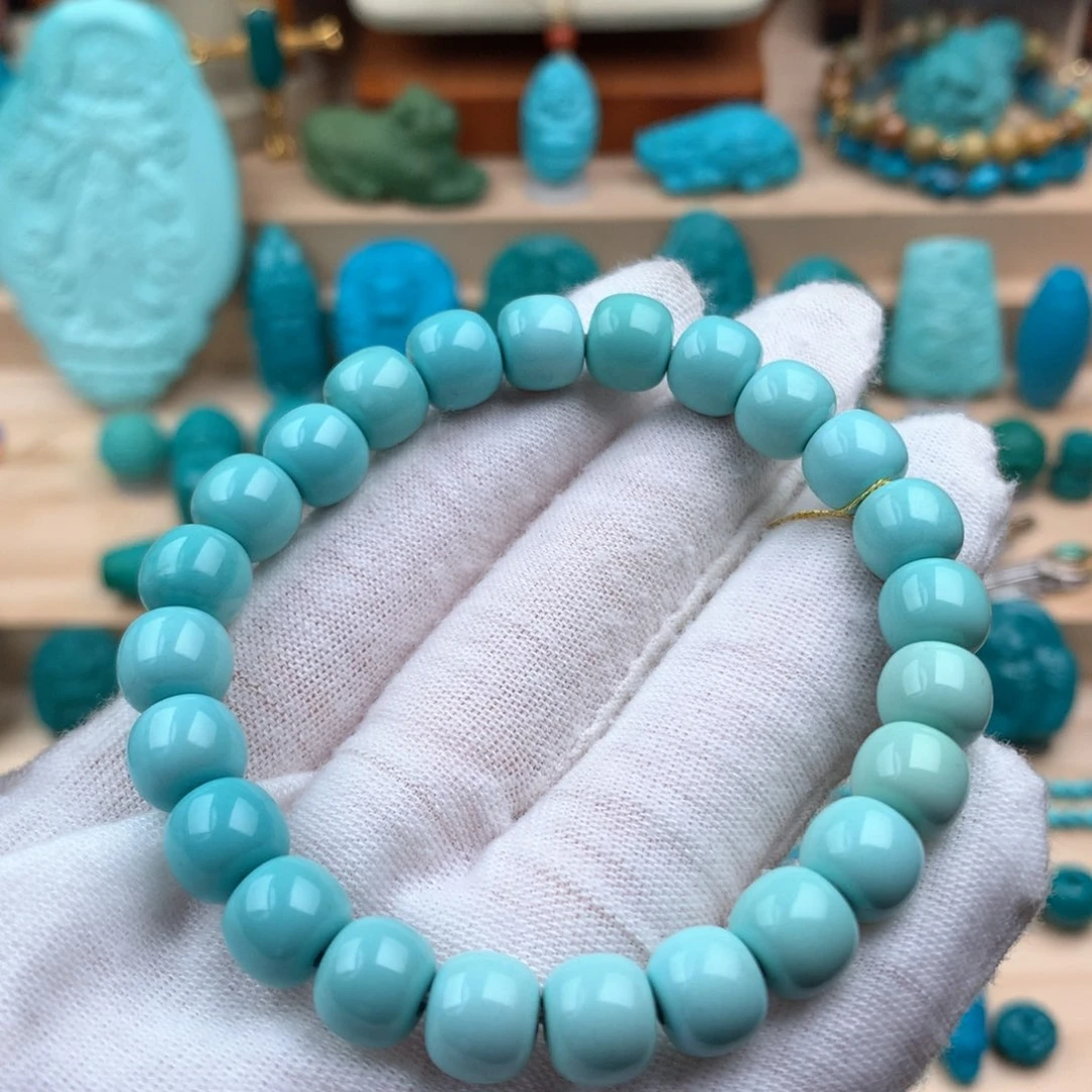 绿松石未镶嵌老型手串9