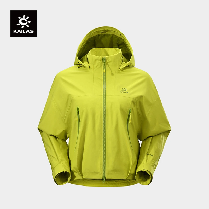 KAILAS凯乐石女款冲锋衣防水防风透气短款户外徒步连帽立领外套