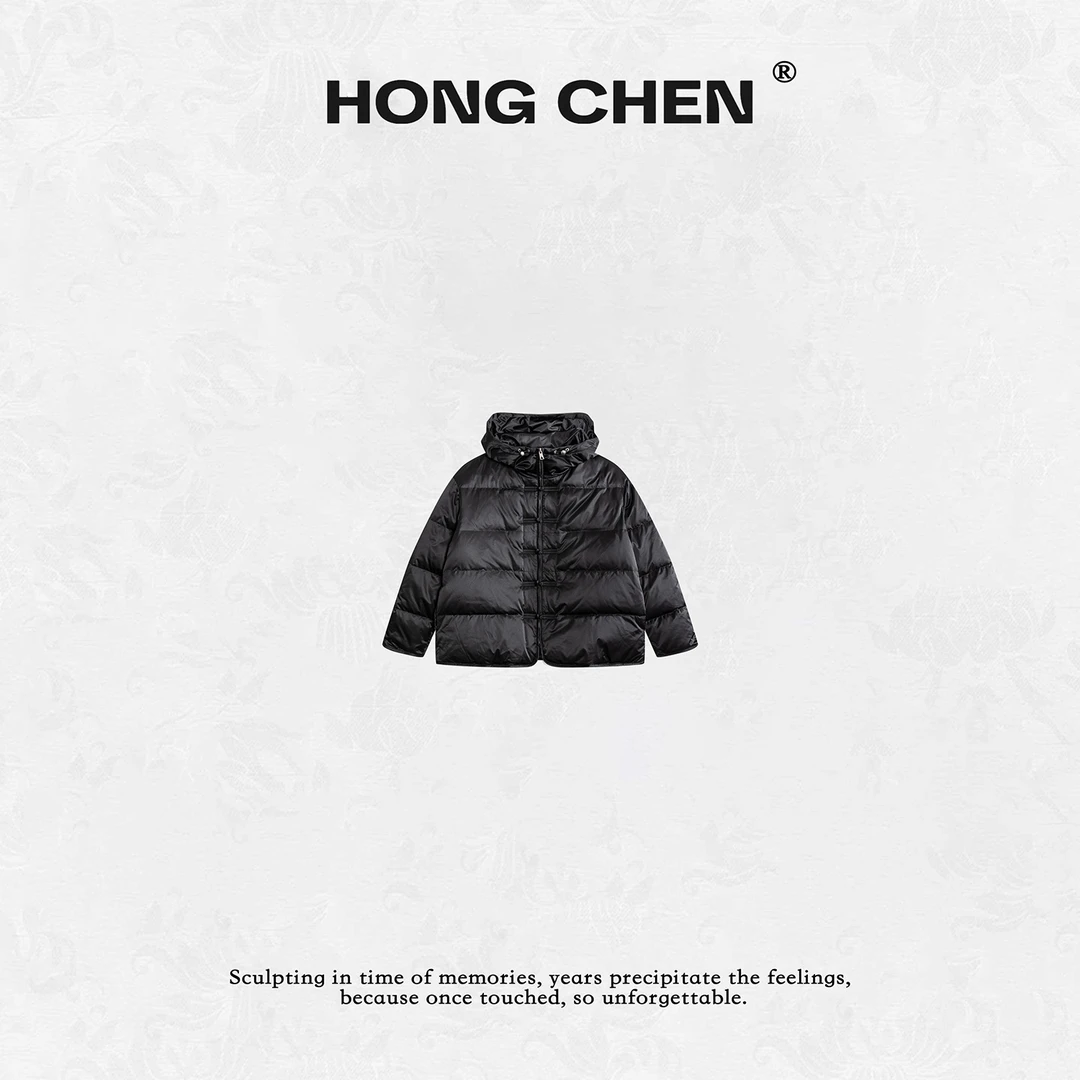 【虹辰】高端时尚优雅百搭中国风对襟气质高级感珠光羽绒服--HC2220
