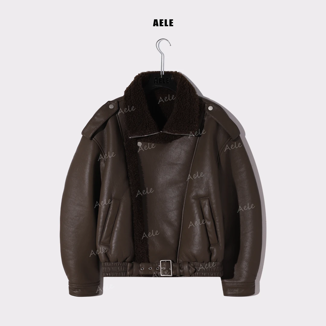 AELE长袖女时尚夹克工装风街头风加绒休闲短款外套 W855 3768 AD