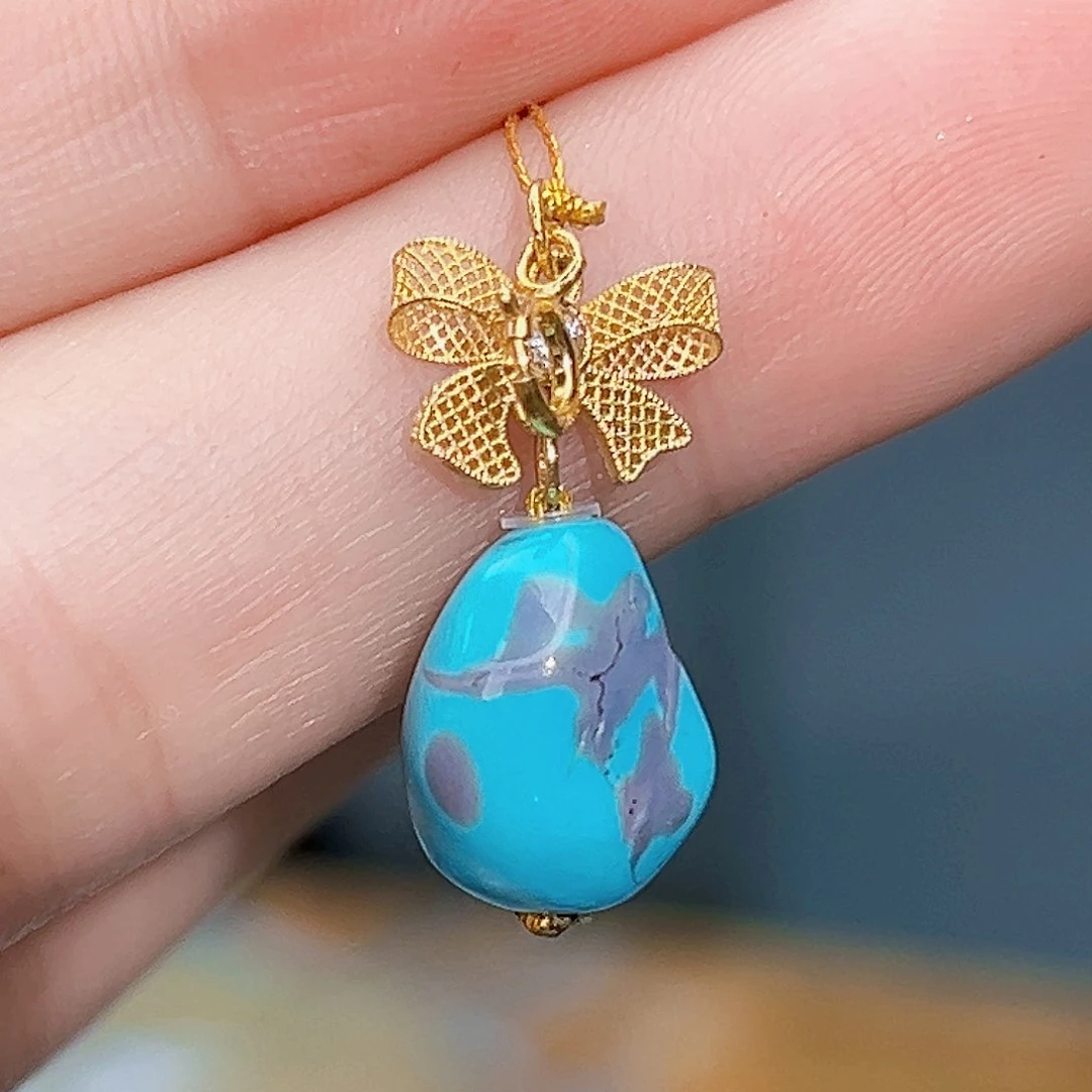 绿松石珠宝奇石18K金镶嵌