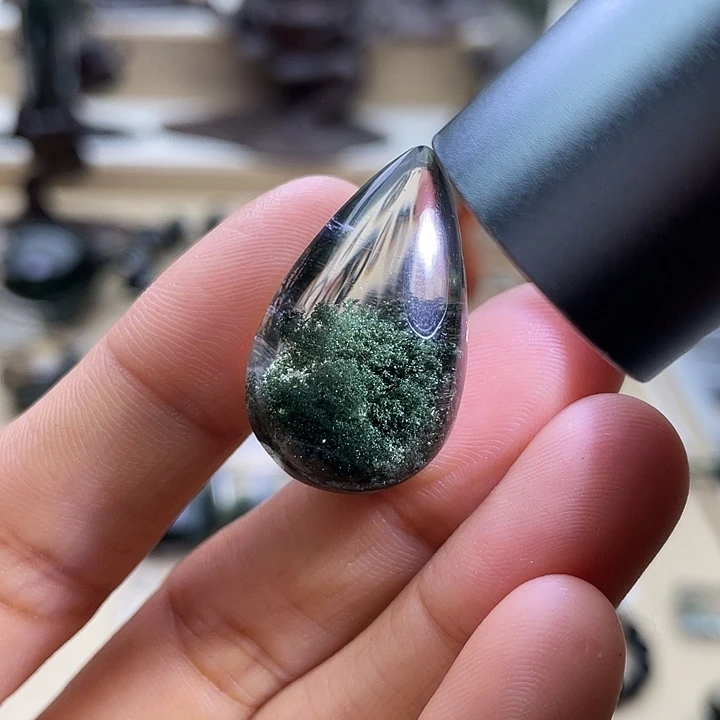 未镶嵌颈饰水晶绿幽灵聚宝盆水滴定制