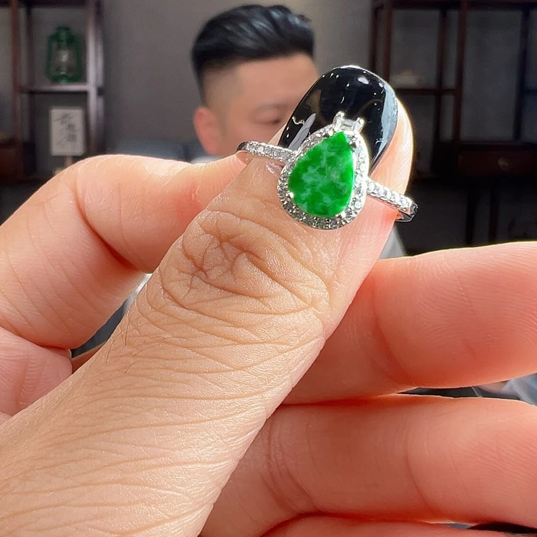 翡翠戒指银S925镶嵌戒指27