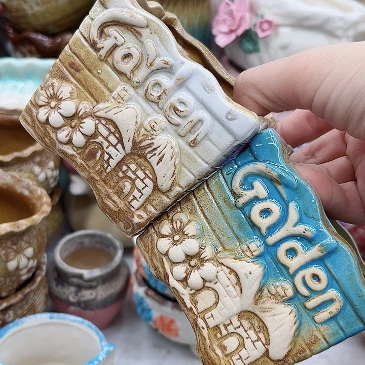 多肉绿植陶瓷花盆9.9包邮，有孔